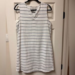 Beachlunchlounge linen blue and white striped dress